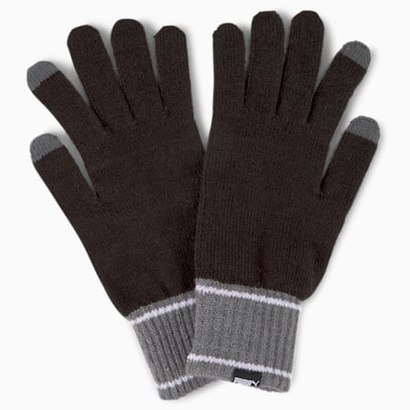Knitted Gloves, Puma Black-Dark Gray Heather, small