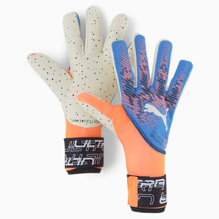 ULTRA Ultimate 1 Negative Cut Unisex Football Goalkeeper's Gloves, Ultra Orange-Blue Glimmer, small-AUS