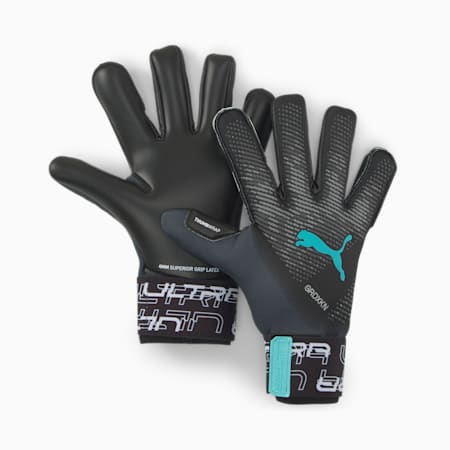 ULTRA Grip 1 Hybrid Goalkeeper Gloves, Puma Black-Elektro Aqua, small