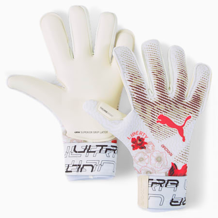 PUMA x LIBERTY ULTRA Grip 1 Hybrid Goalkeeper Gloves, Puma White-Sun Kiss-LIBERTY, small
