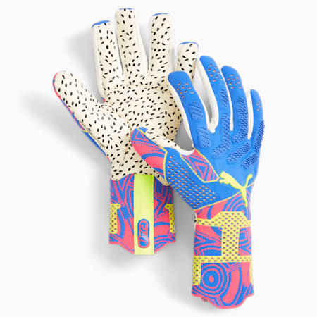 FUTURE Ultimate ENERGY NC Goalkeeper Gloves, Ultra Blue-Yellow Alert-Luminous Pink, small
