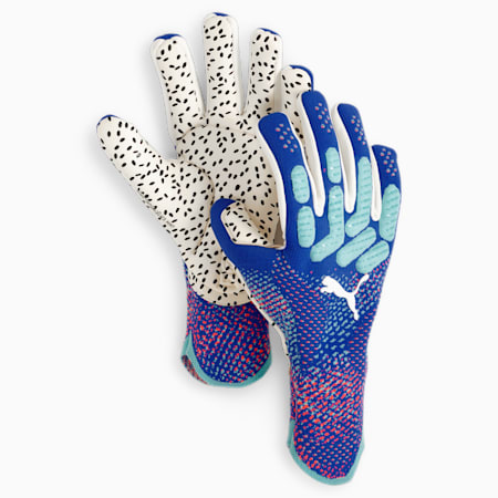 FUTURE Ultimate NC Goalkeeper Gloves, Bluemazing-Sunset Glow-Electric Peppermint, small