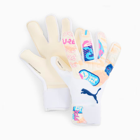 FUTURE Pro VOLUME UP Hybrid Goalkeeper Gloves, PUMA White-Poison Pink-Luminous Blue, small-AUS