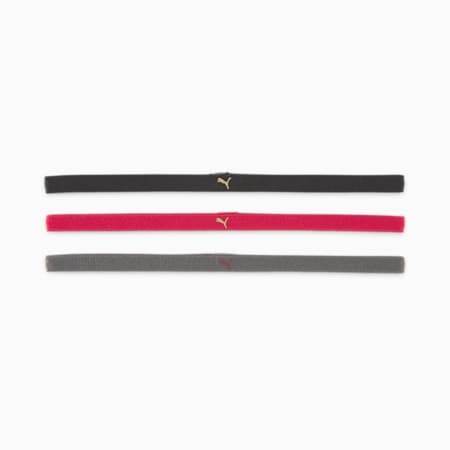 PUMA Women's Sportbands Pack of 3, Puma Black-Persian Red, small-IND