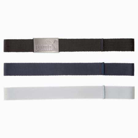 Paquete de cinturones de golf de cincha para hombre, Puma Black-Bright White, small