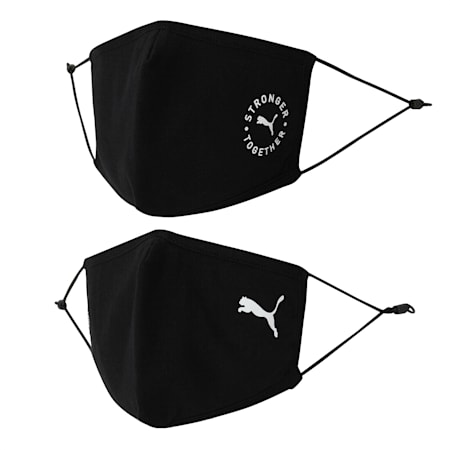 PUMA Cotton Face Masks Set of Two, Puma Black-Puma Black, small-SEA