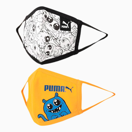 PUMA Monster Pack Kid’s (7-12 Years) Face Mask- Set of Two, Puma Black-Zinnia-Monster, small-IND