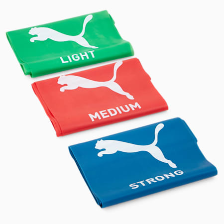 Elastic Training Exercise Bands (set of 3), Royal Blue-Puma Red-Spectra Green, small