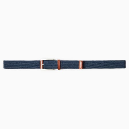 Jackpot Braided Men's Golf Belt, Navy Blazer-Leather Brown, small-AUS