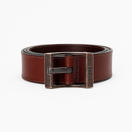 Classic Leather Belt, Chocolate Brown-brass dark, small-IND