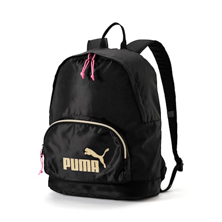 Women's Core Backpack, Puma Black-Gold, small-SEA