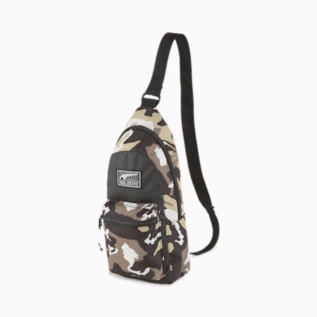 Academy Crossbody Backpack, Puma Black-Pebble-Camo AOP, small-SEA