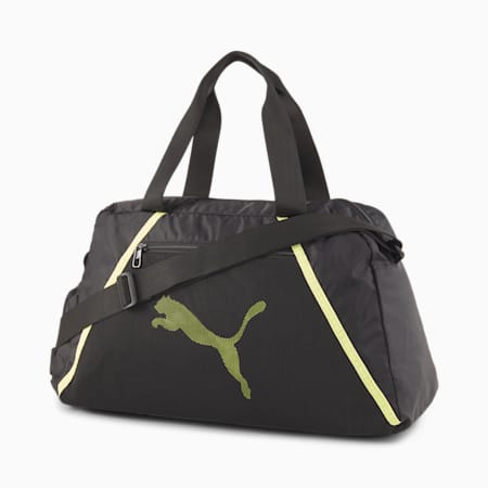 Essentials Women's Training Grip Bag, Puma Black-SOFT FLUO YELLOW, small-SEA