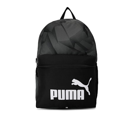 Phase Printed Unisex Backpack, Puma Black-Ultra Gray-AOP, small-IND