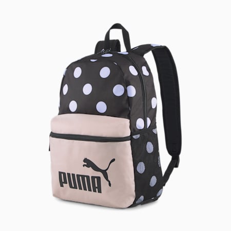 Phase Printed Unisex Backpack, Puma Black-Polka Dot AOP, small-IND