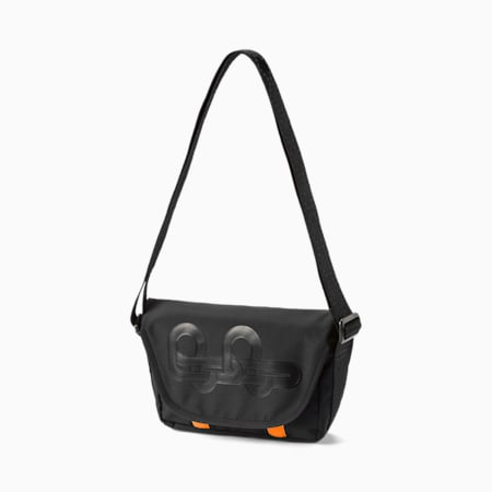 PUMA x PRONOUNCE Messenger Bag, Puma Black-Vibrant Orange, small-GBR