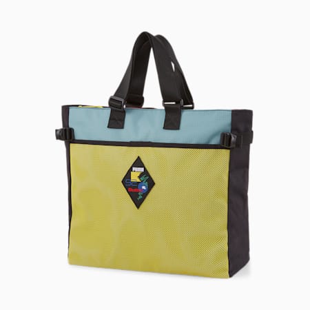 PUMA x BUTTER GOODS Tote Bag, Mineral Blue-Puma Black-Maize, small-AUS