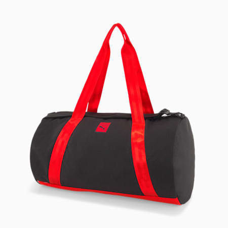 푸마 X 보그 더플백/PUMA x VOGUE Duffle Bag, Puma Black-Fiery Red, small-KOR