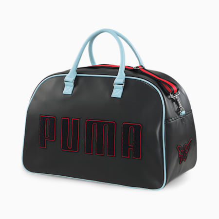 PUMA x DUA LIPA Grip Bag Women, Puma Black-Poppy Red-Light Aqua, small