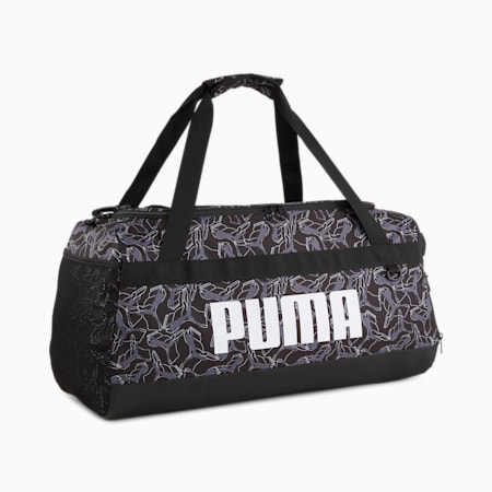 Challenger M Duffle Bag, PUMA Black-Puma Cat AOP, small