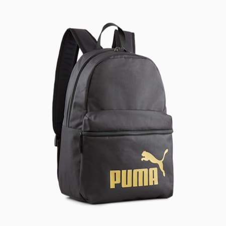 กระเป๋าเป้สะพายหลัง PUMA Phase Backpack, PUMA Black-Golden Logo, small-THA