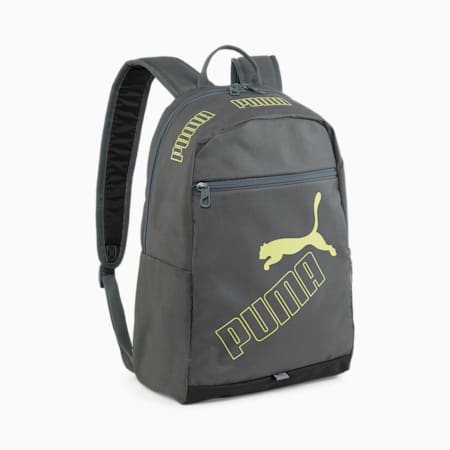 PUMA Phase Backpack II, Mineral Gray-Lime Sheen, small-PHL