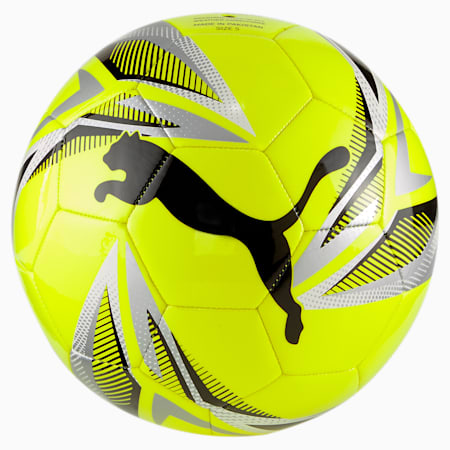 כדור כדורגל ftblPLAY עם לוגו פומה גדול, Yellow Alert-Puma Black-Puma White, small-DFA