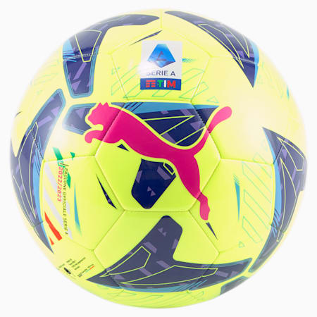Mini ballon de football cousu à la machine Orbita Serie A, Lemon Tonic-Navy Blue-Sunset Glow, small