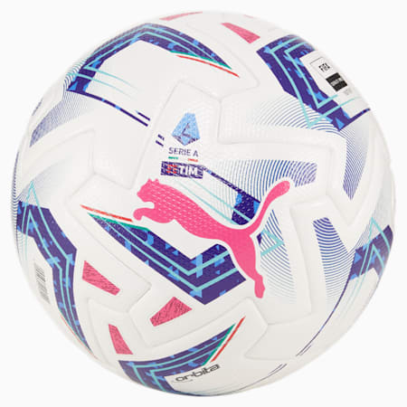 Orbita Serie A Pro Soccer Ball, PUMA White-Blue Glimmer-Sunset Glow, small