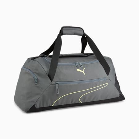 Fundamentals Medium Sports Bag, Mineral Gray-Lime Sheen, small-THA