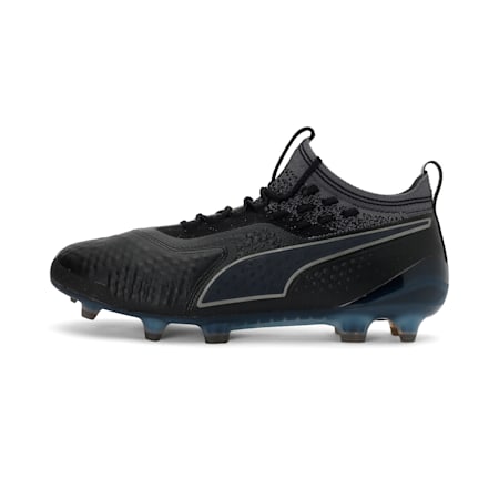PUMA ONE 1 Leather FG/AG Men's Football Boots, Black-Black-Black, small-IND