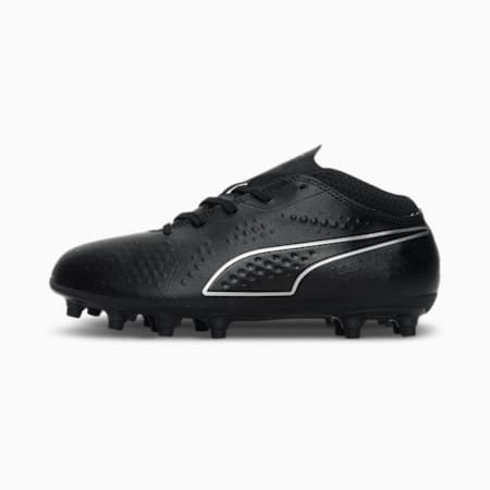 PUMA ONE 4 Synthetic FG Kids' Football Boots, Black-Black-Black, small-IND