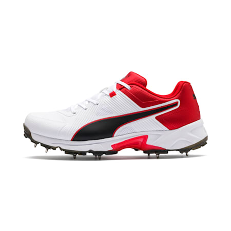 PUMA Spike 19.1 Men's Cricket Shoes, Puma White-Puma Black-High Risk Red, small-IND