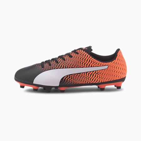 orange and white soccer cleats