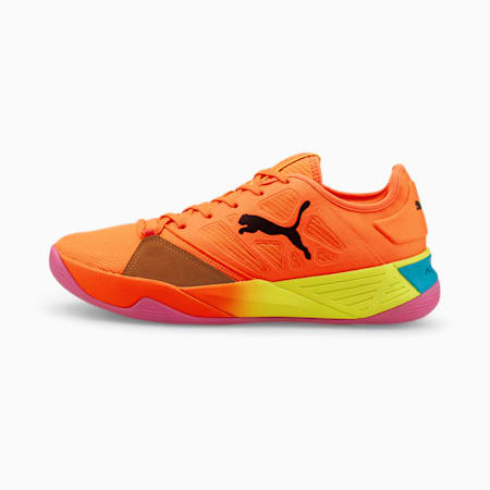 Accelerate Turbo Nitro Handball Shoes, Neon Citrus-Puma Black-Ocean Dive-Opera Mauve, small