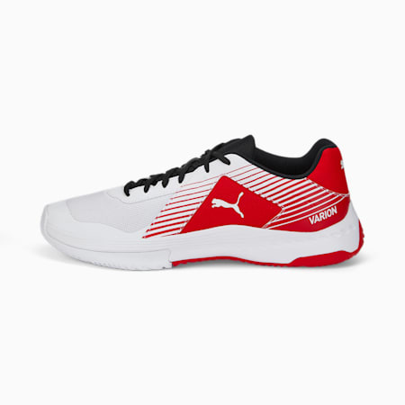 Varion Indoor Sports Shoes, Puma White-Puma Black-High Risk Red, small
