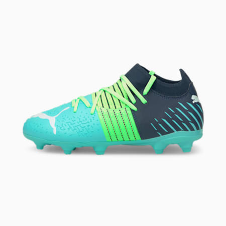 Future Z 3.2 FG/AG Youth Football Boots, Green Glare-Elektro Aqua-Spellbound, small-AUS