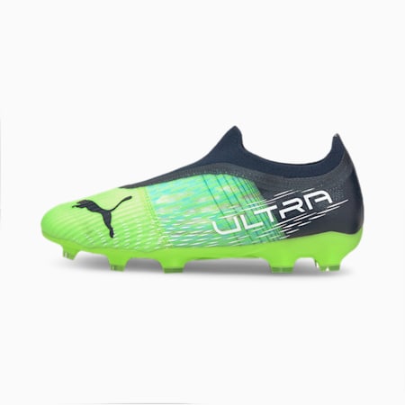 ULTRA 3.3. FG/AG Youth Football Boots, Green Glare-Elektro Aqua-Spellbound, small-PHL