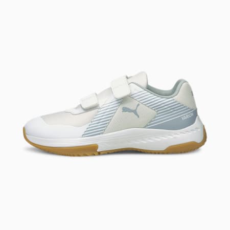 Varion V Youth Indoor Sports Shoes, Puma White-Glacial Blue-Gum, small
