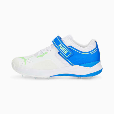 PUMA Bowling 22.1 Men's Cricket Shoes, Puma White-Elektro Green-Bluemazing, small-IND