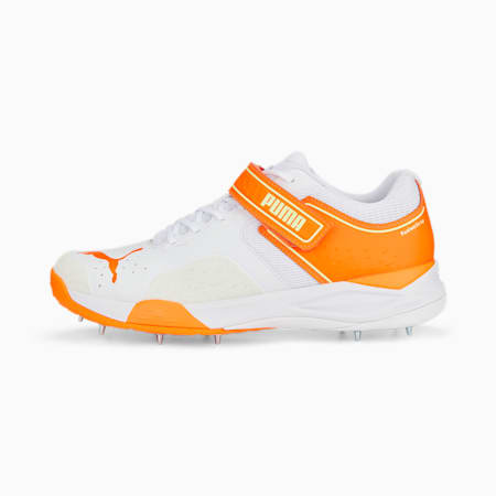 PUMA Bowling 22.1 Unisex Cricket Shoes, PUMA White-Ultra Orange-Fast Yellow, small-IND