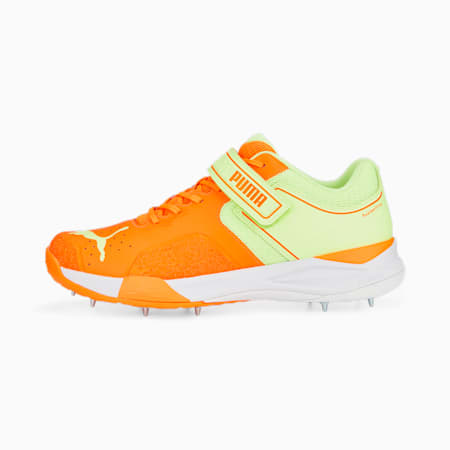 PUMA Bowling 22.1 Unisex Cricket Shoes, Ultra Orange-Fast Yellow-PUMA White, small-IND