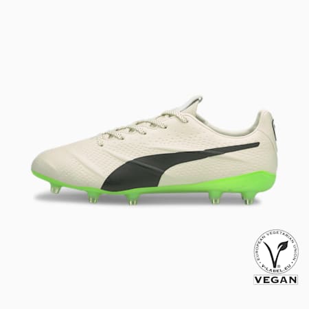 King Platinum 21 VGN FG/AG Men's Football Boots, Ivory Glow-Puma Black-Green Glare, small-GBR