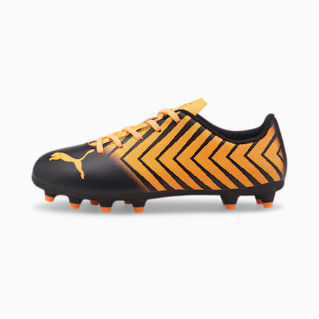 TACTO II FG/AG Youth Football Boots, Puma Black-Neon Citrus, small-SEA