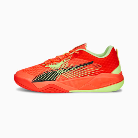 Eliminate Power Nitro II Indoor Sports Shoes, Red Blast-Fast Yellow-PUMA Black, small