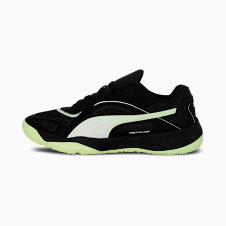 Solarstrike II Unisex Indoor Sports Shoes, Puma Black-Puma White-Fizzy Light, small-IND