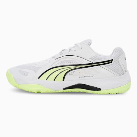 Solarstrike II Unisex Indoor Sports Shoes, Puma White-Fizzy Light-PUMA Black, small-IND