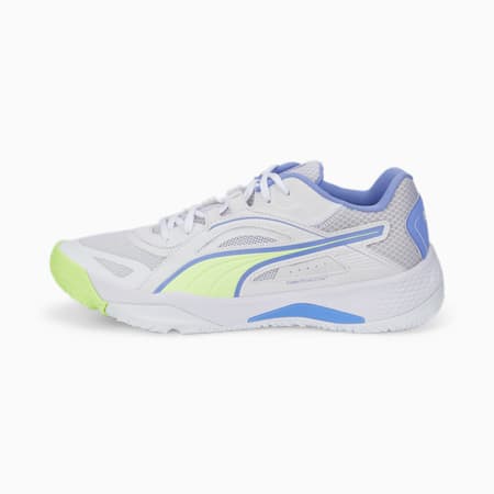 Buty do sportów halowych Solarstrike II, Puma White-Fizzy Light-Elektro Purple, small