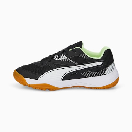 Młodzieżowe buty do sportów halowych Solarflash II, Puma Black-Puma White-Fizzy Light-Gum, small