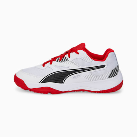 Chaussures de sport indoor Solarflash II Enfant et Adolescent, Puma White-Puma Black-High Risk Red, small